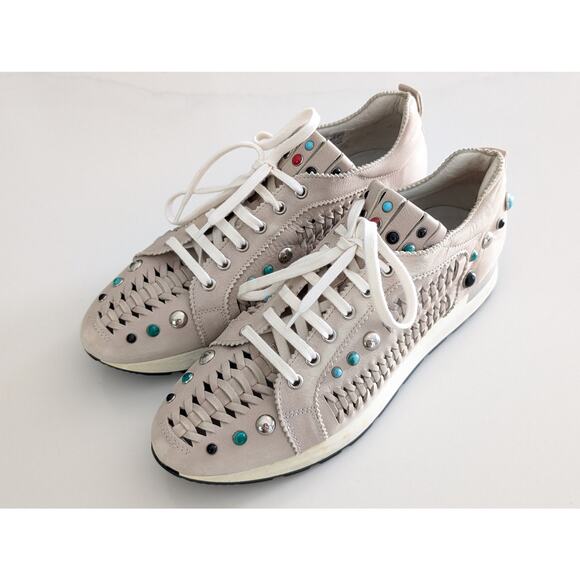 Free People Collection Orbit Embellished Platform Sneakers Beaded Women’s Sz 8.5 - Picture 2 of 10